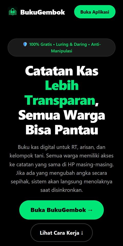 Halaman depan BukuGembok di layar HP