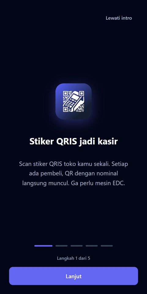Layar perkenalan aplikasi QRIS-EDC di HP